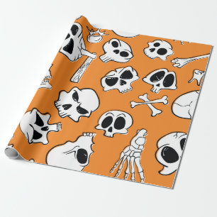 Halloween nahtloses Muster mit Schädel und Knoche Geschenkpapier