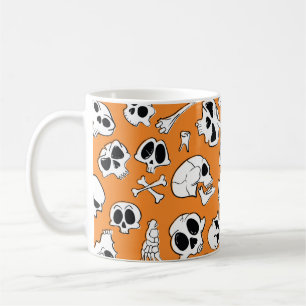 Halloween nahtloses Muster mit Schädel und Knochen Kaffeetasse