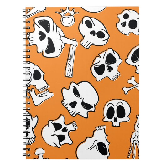 Halloween nahtloses Muster mit Schädel und Knochen Notizblock (Vorderseite)