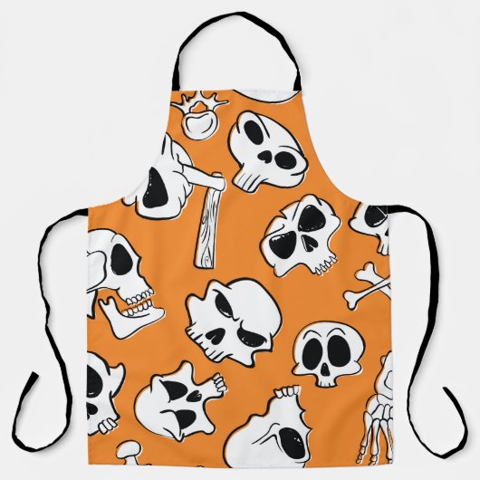 Halloween nahtloses Muster mit Schädel und Knochen Schürze (Vorderseite)