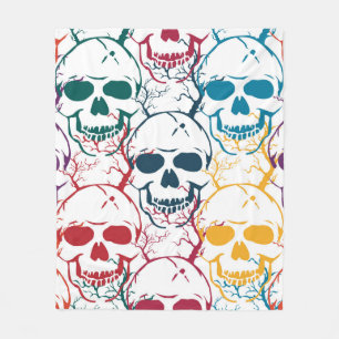 Halloween nahtloses Muster mit Schädeln. farbig b Fleecedecke