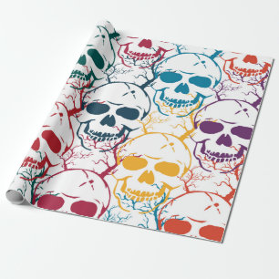 Halloween nahtloses Muster mit Schädeln. farbig b Geschenkpapier