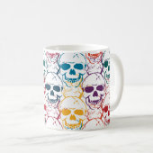 Halloween nahtloses Muster mit Schädeln. farbig b Kaffeetasse (VorderseiteRechts)