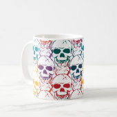 Halloween nahtloses Muster mit Schädeln. farbig b Kaffeetasse (Vorderseite Links)