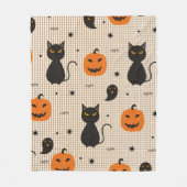 Halloween nahtloses Muster mit schwarzer Katze und Fleecedecke (Vorderseite)
