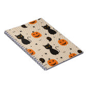 Halloween nahtloses Muster mit schwarzer Katze und Notizblock (Rechte Seite)