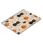 Halloween nahtloses Muster mit schwarzer Katze und Notizblock (Linke Seite)
