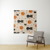 Halloween nahtloses Muster mit schwarzer Katze und Wandteppich (Beispiel (Horizontal))