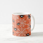 Halloween nahtloses Muster mit Spinnen und Web. Kaffeetasse (VorderseiteRechts)