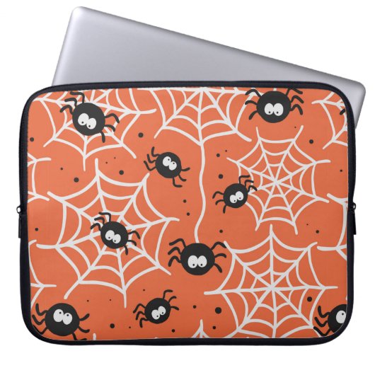 Halloween nahtloses Muster mit Spinnen und Web. Laptopschutzhülle (Vorderseite)