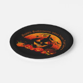 Halloween Name Jahr 20xx Glow Pumpkin Cat Web 7" Pappteller (Schrägansicht)