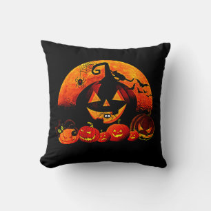 Halloween Name Jahr 20xx Glow Pumpkin Cat Web Kissen