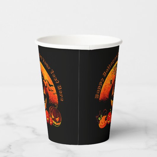 Halloween Name Jahr 20xx Glow Pumpkin Cat Web Pappbecher (Rechts)