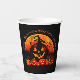 Halloween Name Jahr 20xx Glow Pumpkin Cat Web Pappbecher