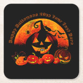 Halloween Name Jahr 20xx Glow Pumpkin Cat Web Rechteckiger Pappuntersetzer (Vorderseite)