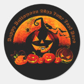 Halloween Name Jahr 20xx Glow Pumpkin Cat Web Runder Aufkleber (Vorderseite)