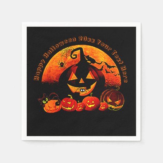Halloween Name Jahr 20xx Glow Pumpkin Cat Web Serviette (Vorderseite)