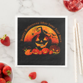 Halloween Name Jahr 20xx Glow Pumpkin Cat Web Serviette