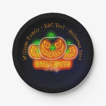 Halloween Name Jahr 20xx Neon Glow Look Kürbis 7"