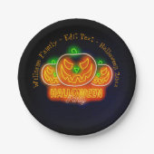 Halloween Name Jahr 20xx Neon Glow Look Pumpkin 7" Pappteller (Vorderseite)
