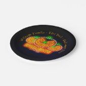 Halloween Name Jahr 20xx Neon Glow Look Pumpkin 7" Pappteller (Schrägansicht)