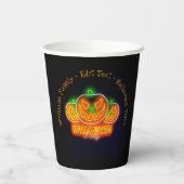 Halloween Name Jahr 20xx Neon Glow Look Pumpkin 9" Pappbecher (Rückseite)