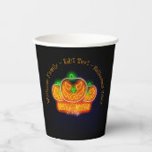 Halloween Name Jahr 20xx Neon Glow Look Pumpkin 9" Pappbecher (Vorderseite)