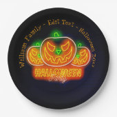 Halloween Name Jahr 20xx Neon Glow Look Pumpkin 9" Pappteller (Vorderseite)