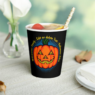 Halloween Name Jahr 20xx Neon Glow Look Pumpkin Pappbecher