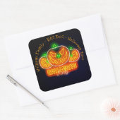 Halloween Name Jahr 20xx Neon Glow Look Pumpkin Quadratischer Aufkleber (Umschlag)