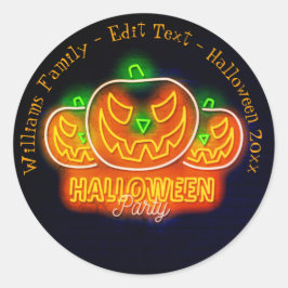 Halloween Name Jahr 20xx Neon Glow Look Pumpkin Runder Aufkleber