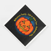 Halloween Name Jahr 20xx Neon Glow Look Pumpkin Serviette (Ecke)