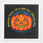 Halloween Name Jahr 20xx Neon Glow Look Pumpkin Serviette (Vorderseite)