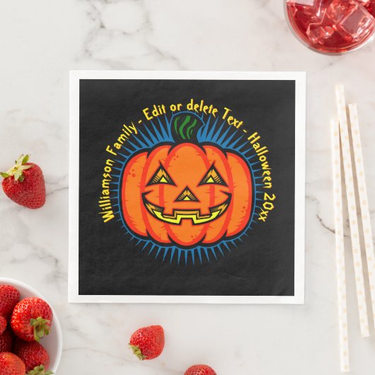 Halloween Name Jahr 20xx Neon Glow Look Pumpkin Serviette (Beispiel)