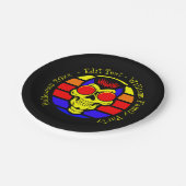 Halloween Name Jahr 20xx Text Retro Sunset Skull Pappteller (Schrägansicht)