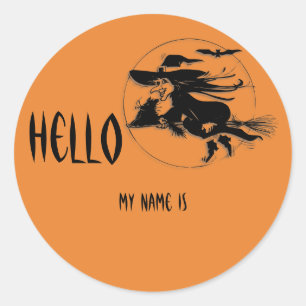 Halloween Name Tag Runder Aufkleber