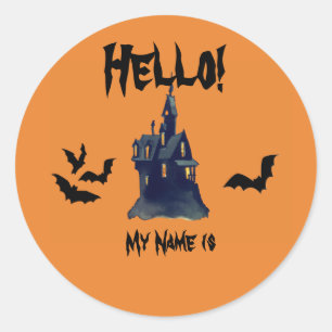 Halloween Name Tag Runder Aufkleber
