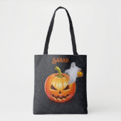 Halloween Name Trick oder Treat Beängstigend Pumpk Tasche (Vorderseite)