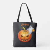 Halloween Name Trick oder Treat Beängstigend Pumpk Tasche (Rückseite)
