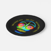 Halloween Name Year Neon Look Glow Blue Skull 7" Pappteller (Schrägansicht)