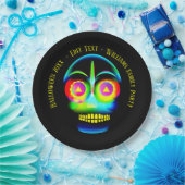 Halloween Name Year Neon Look Glow Blue Skull 9" Pappteller (Party)