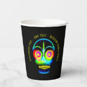 Halloween Name Year Neon Look Glow Blue Skull Pappbecher (Rückseite)