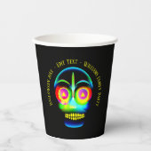 Halloween Name Year Neon Look Glow Blue Skull Pappbecher (Vorderseite)