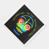 Halloween Name Year Neon Look Glow Blue Skull Serviette (Ecke)