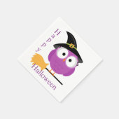 Halloween Napkin/Owl mit Hexenhut und Broom Serviette (Ecke)