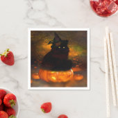 Halloween Napkin/Schwarze Katze auf Kürbis Serviette (Beispiel)