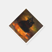 Halloween Napkin/Schwarze Katze auf Kürbis Serviette (Ecke)