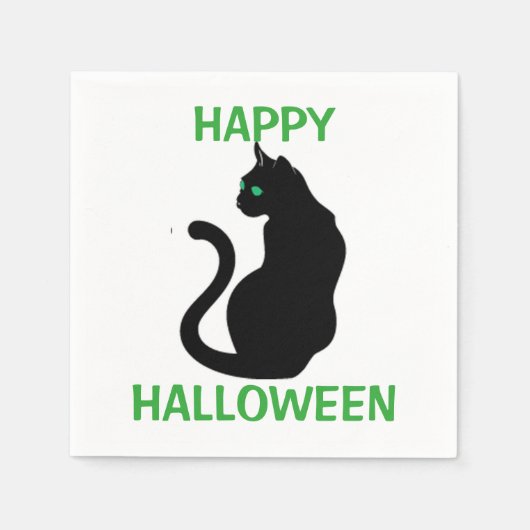 Halloween Napkin/Schwarze Katze Serviette (Vorderseite)
