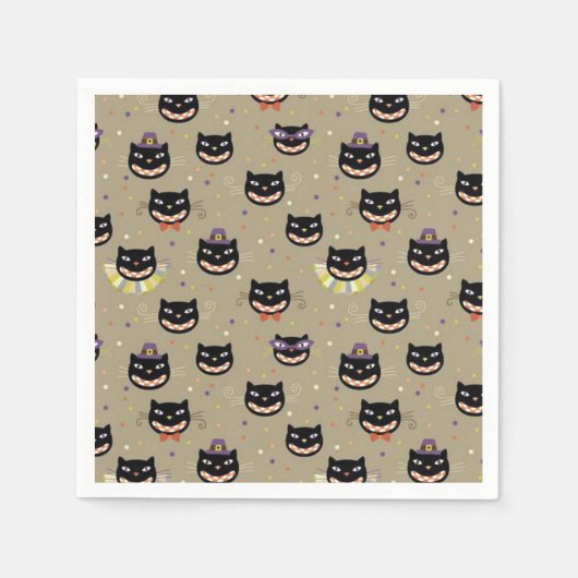Halloween Napkin/Schwarze Katzen Serviette (Vorderseite)