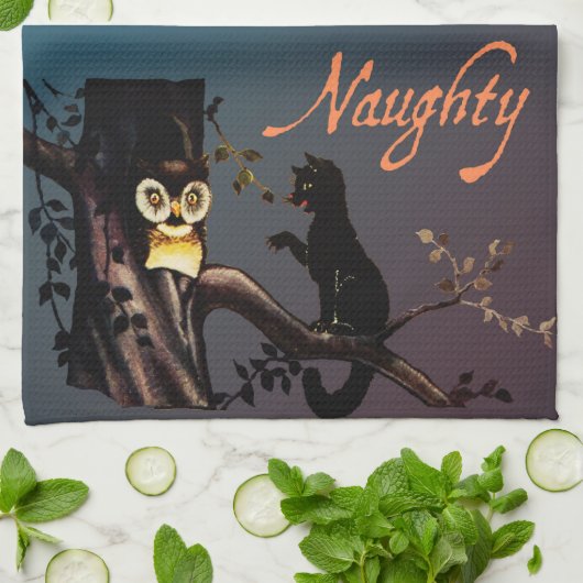Halloween Naughty oder Nice Handtuch - Katze und S (Gefaltet)